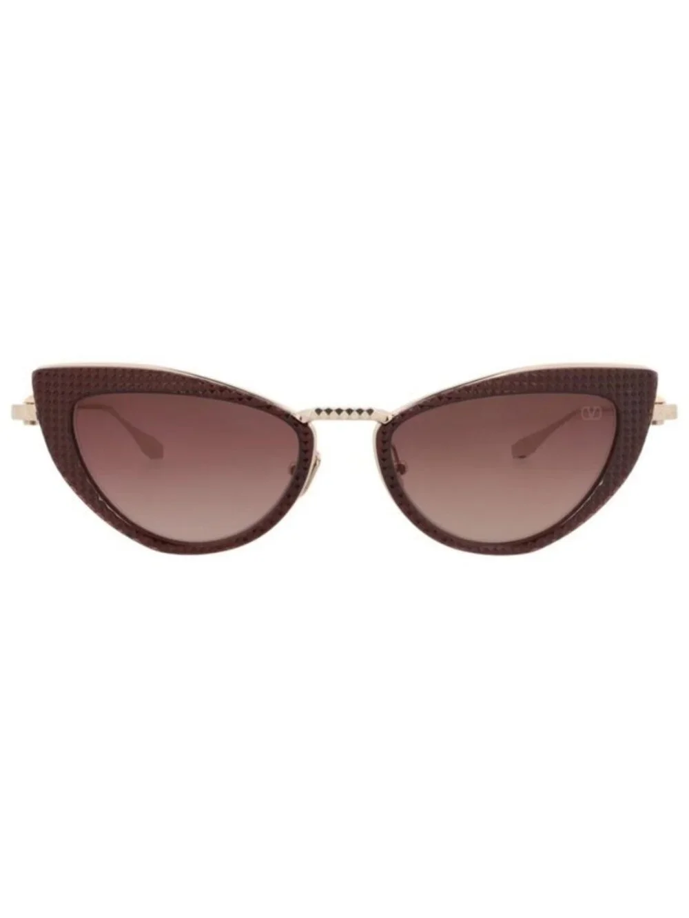 New Valentino Womens Cat Eye Bordeaux Gold Rose Fashion Designer Sunglasses
